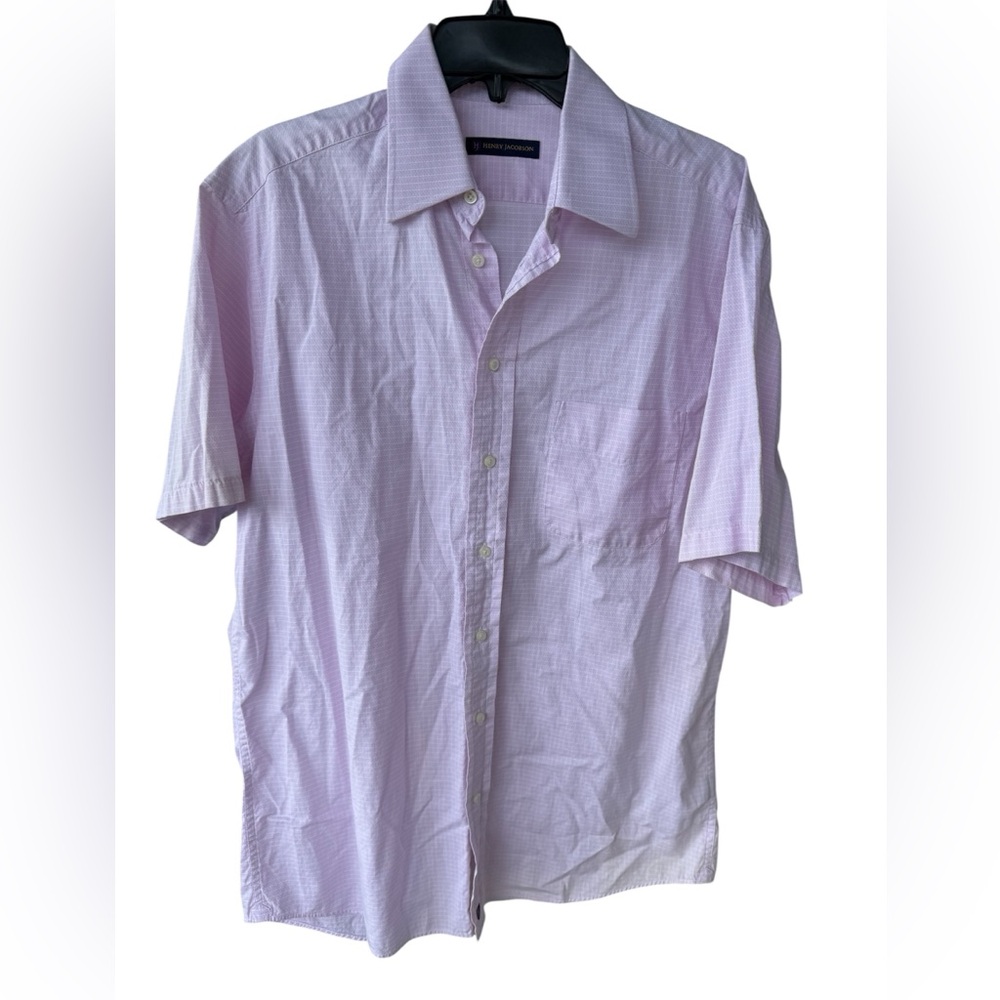 Henry Jacobson sz M men's pink button up shirt